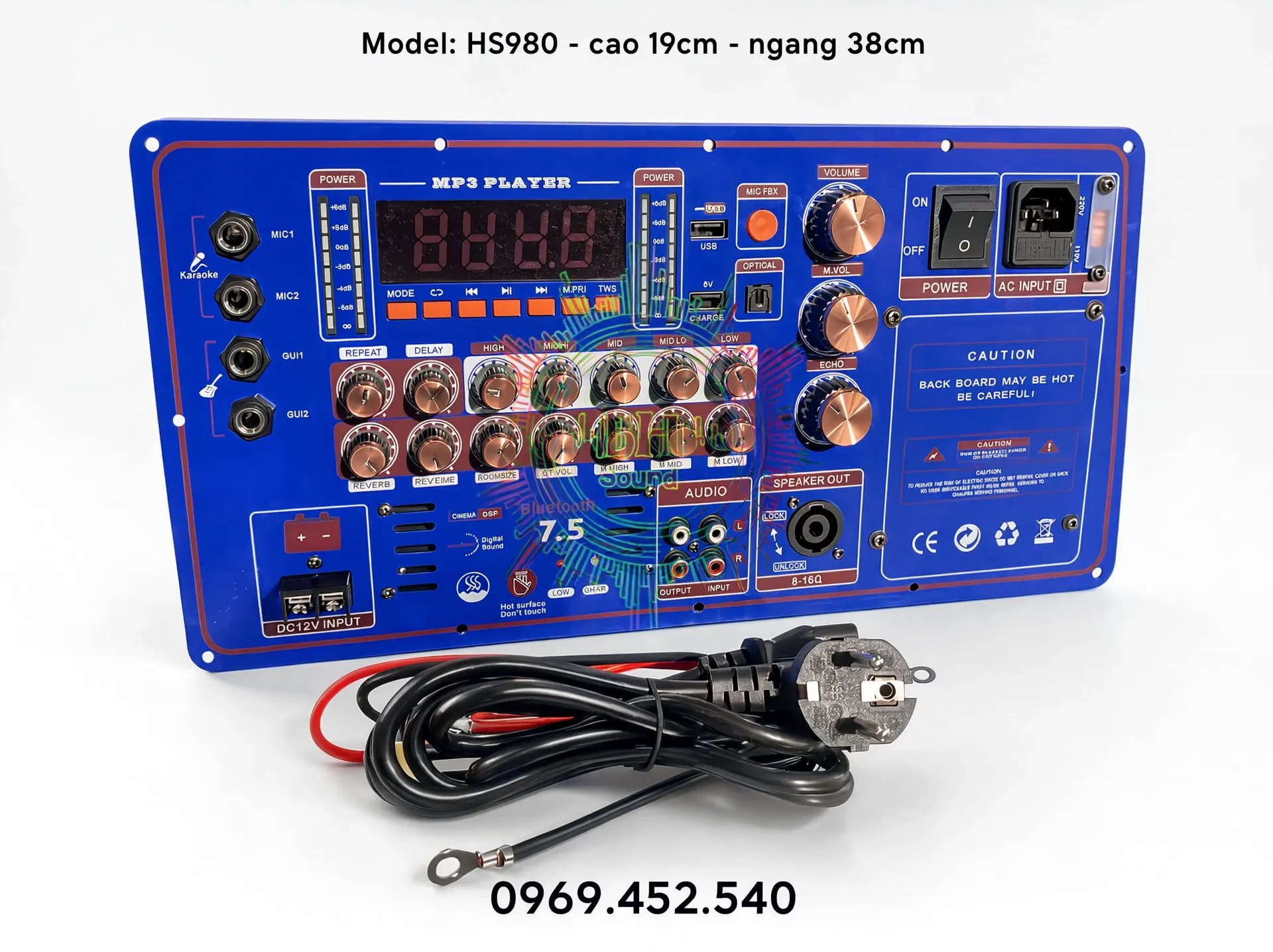 Mạch Công Suất Loa Kéo HS980 Đa Năng, Kích Thước 19x38cm