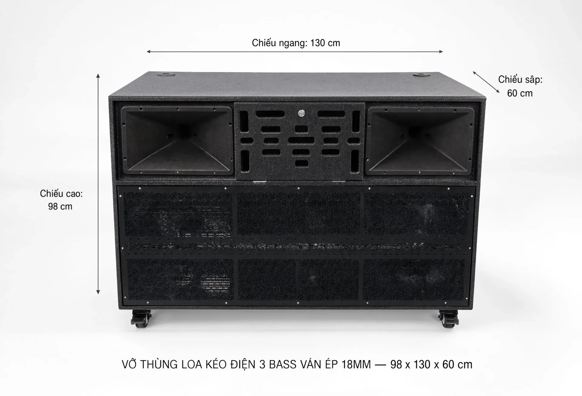 VỎ THÙNG LOA KÉO ĐIỆN 3 BASS,  2 FULL 40 1 SUB 50 VÁN ÉP 18MM